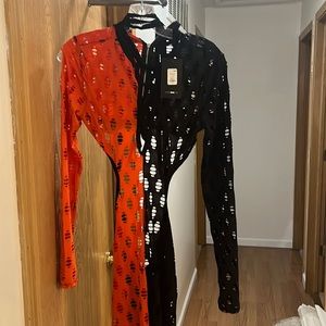 Black an Red see through with holes all over